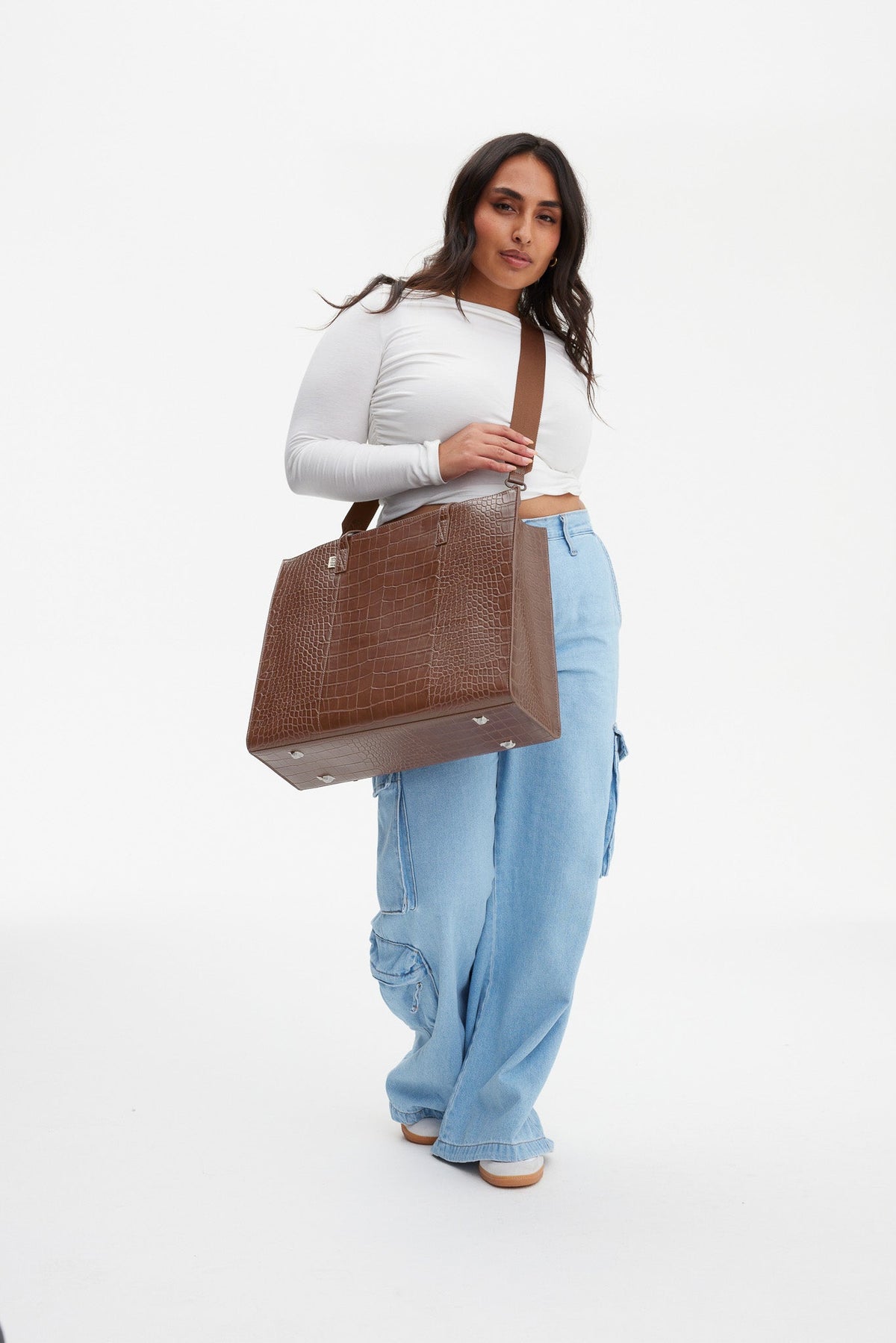 The Large Work Tote in Maple Croc