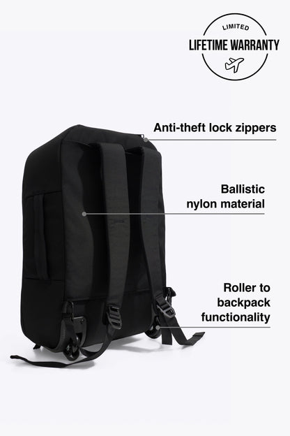 The Pro Rolling Backpack in Black
