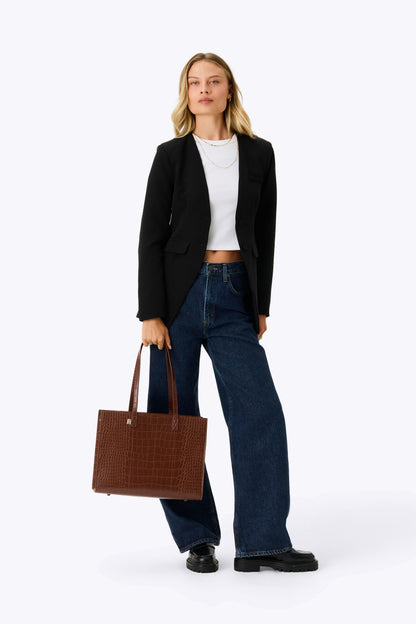 The Work Tote in Maple Croc